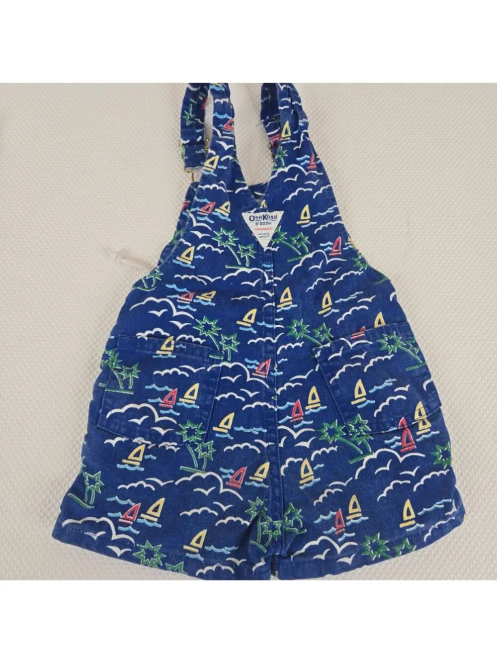 Vintage 80s OshKosh BGosh Sailboat Shorts Overalls Shortalls Blue Size 4T Made i
